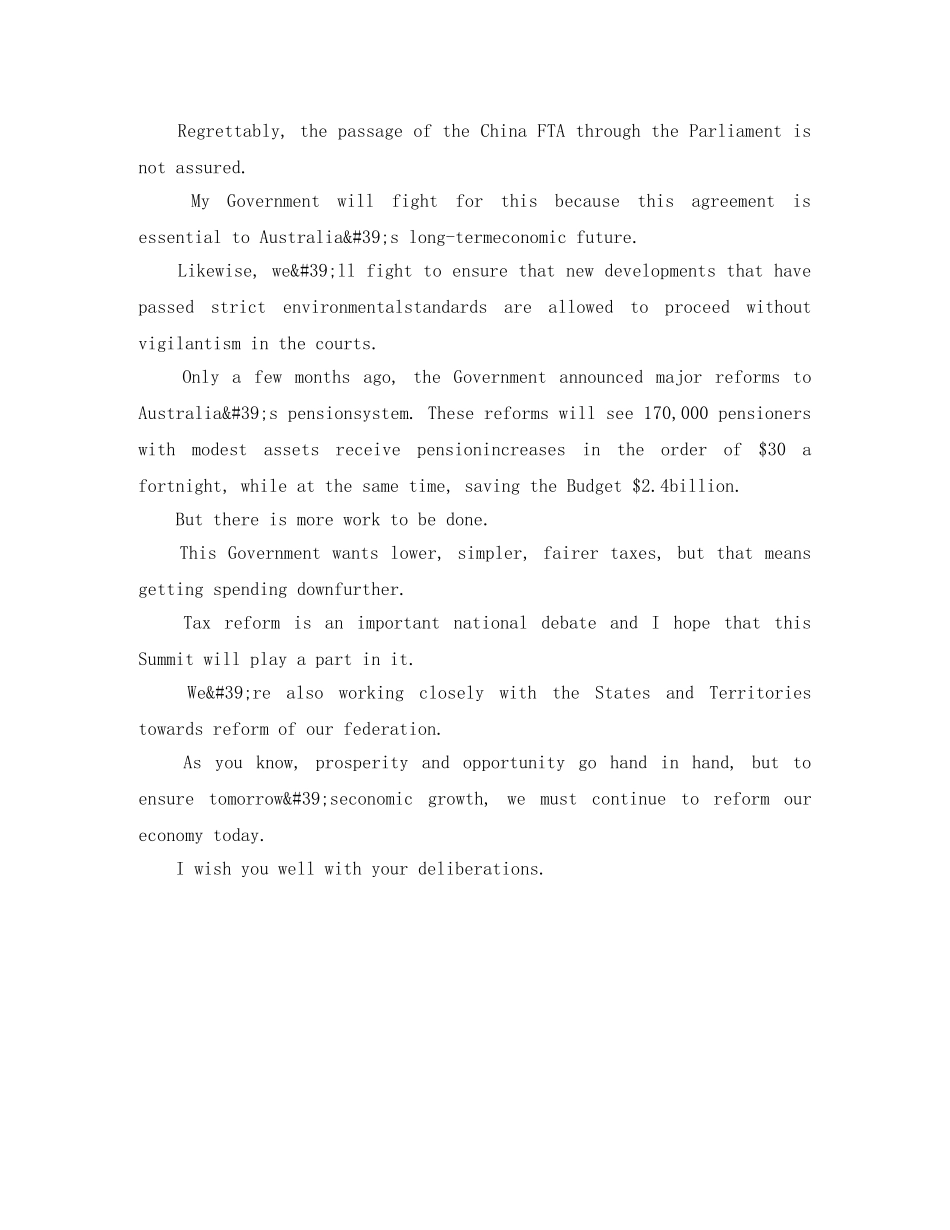 澳大利亚总理阿博特就国家改革峰会英语演讲稿 _第2页