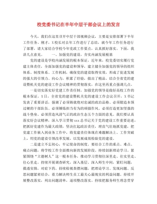 校党委书记在半年中层干部会议上的发言 