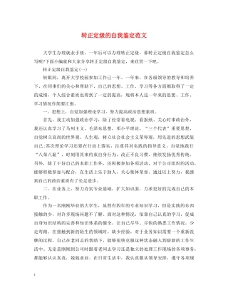 转正定级的自我鉴定范文 