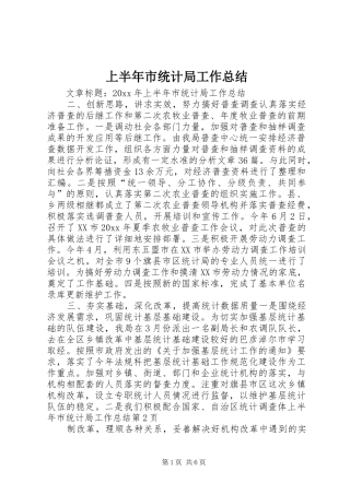 上半年市统计局工作总结 (3)