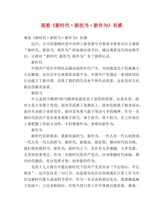 观看《新时代·新担当·新作为》有感 
