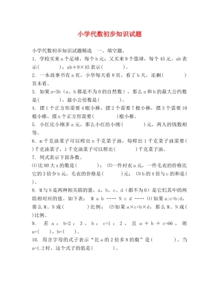 小学代数初步知识试题 