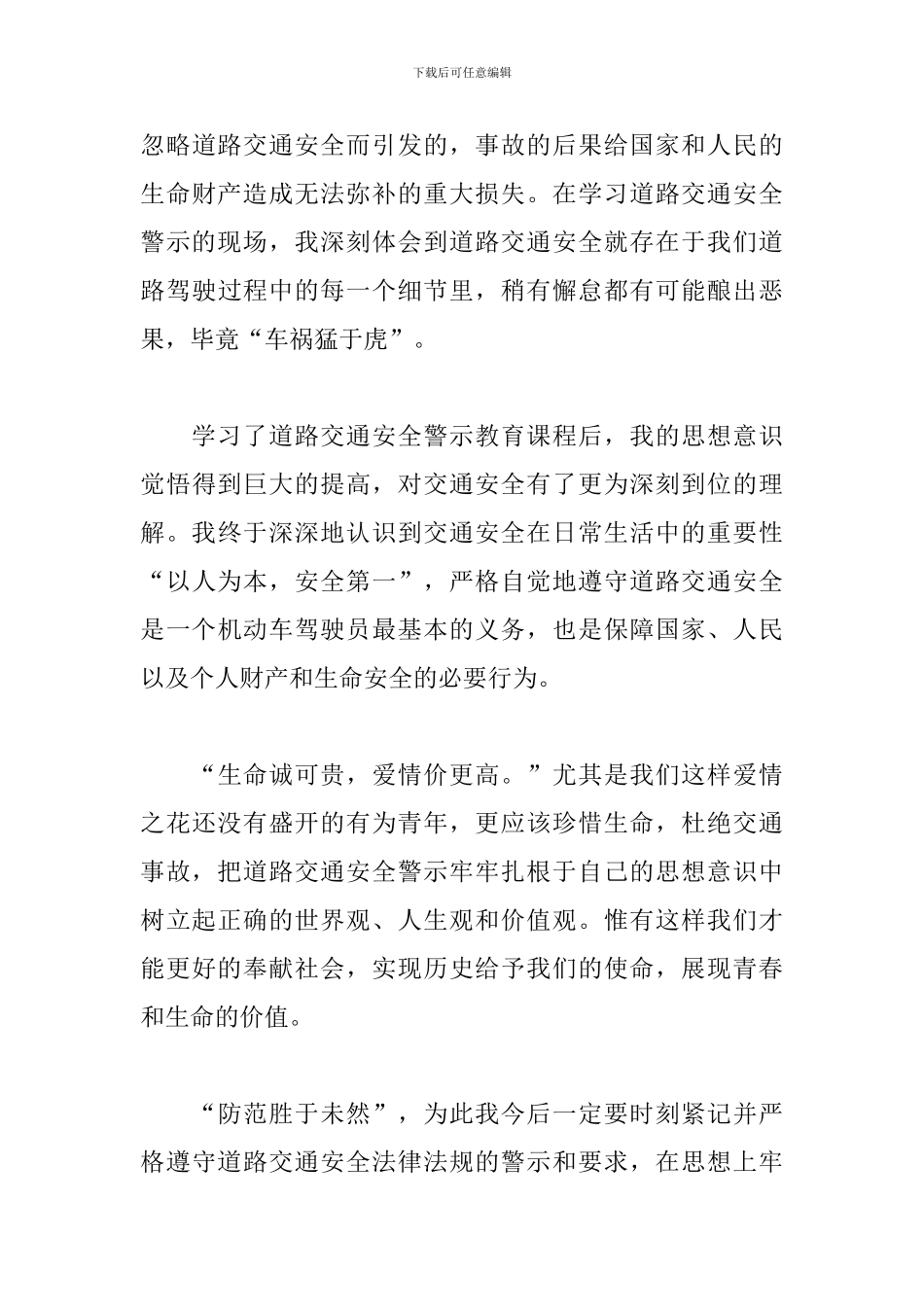 2024道路交通安全警示教育心得体会汇总5篇_第3页