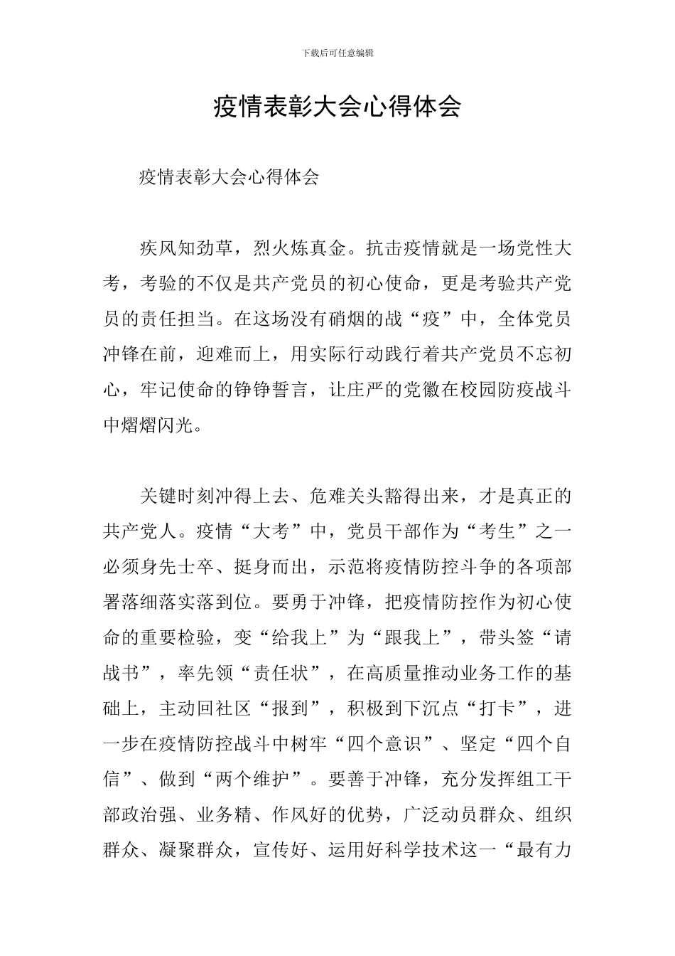 疫情表彰大会心得体会_第1页