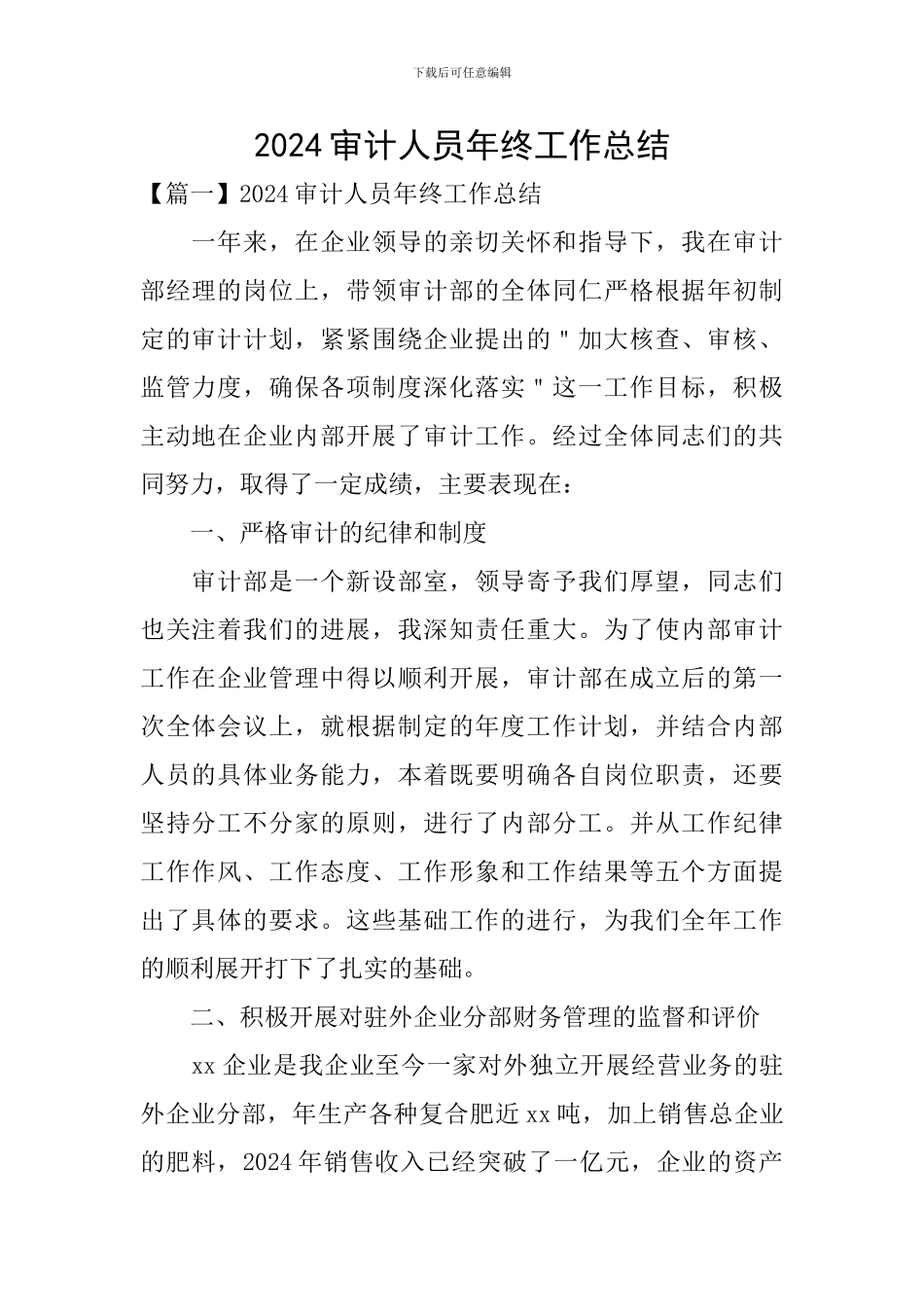 2024审计人员年终工作总结_第1页