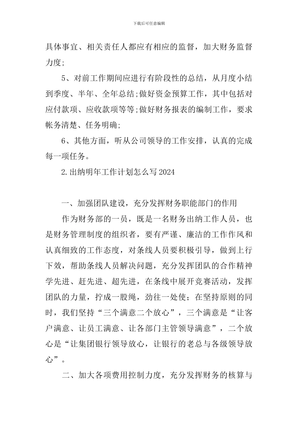 出纳明年工作计划怎么写2024_第2页