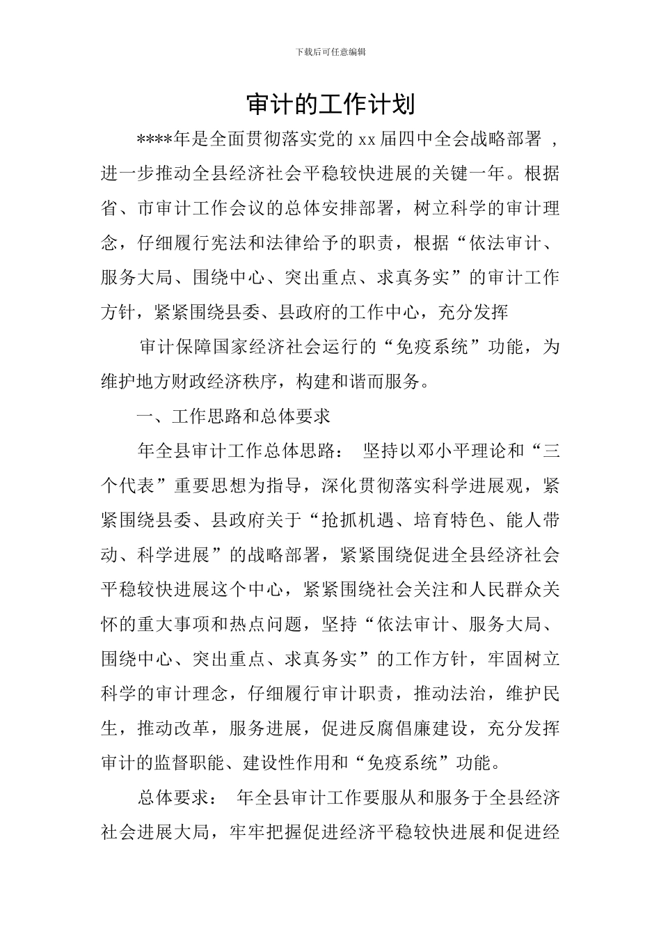 审计的工作计划_第1页