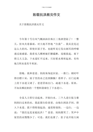致敬抗洪救灾作文