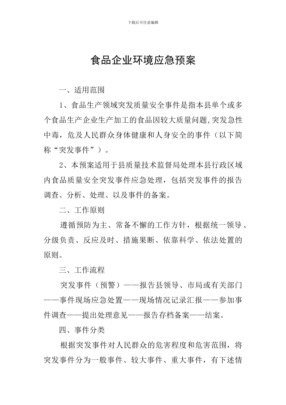 食品企业环境应急预案_第1页