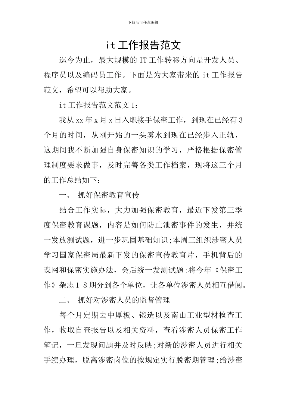 it工作报告范文_第1页