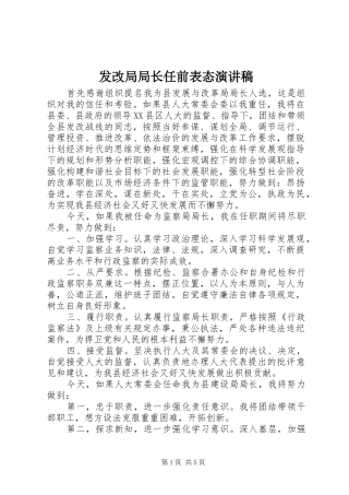 发改局局长任前表态演讲