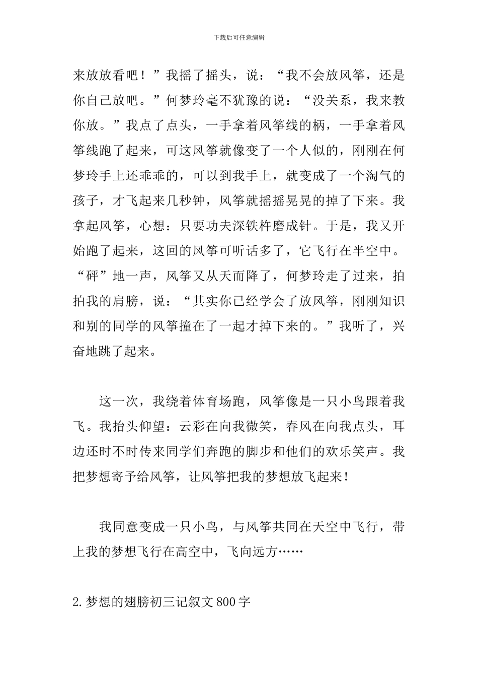 梦想的翅膀初三记叙文800字_第2页