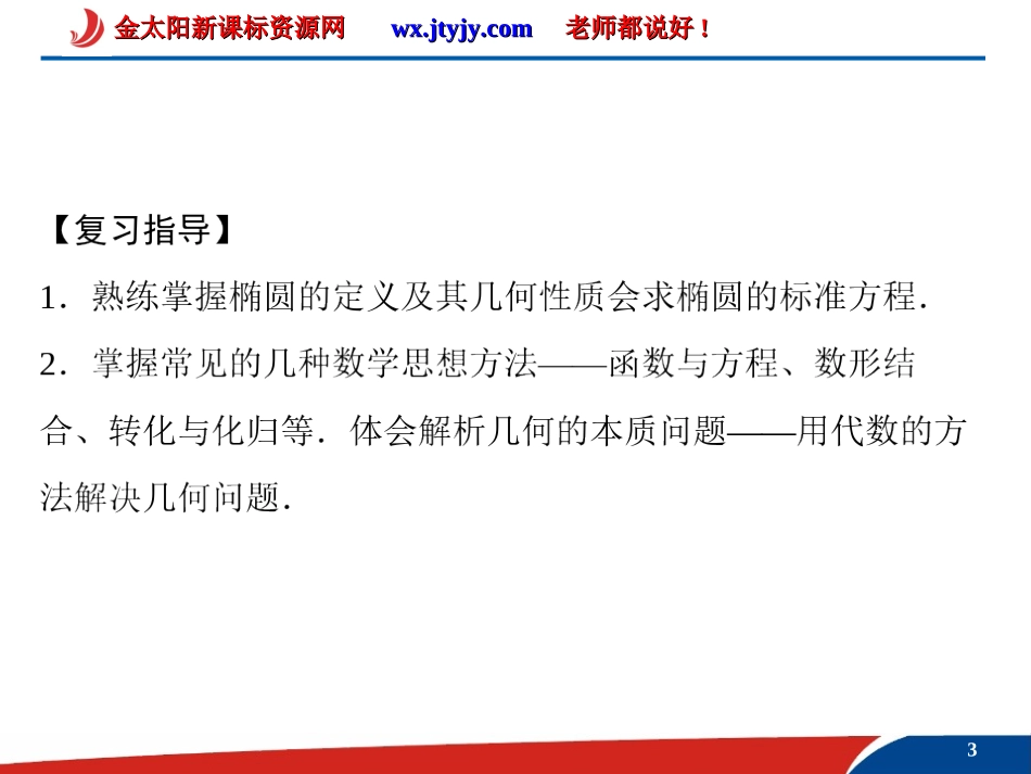 2013届高考数学（理）一轮复习课件：第九篇_解析几何第5讲　椭　圆（人教A版)[1]_第3页