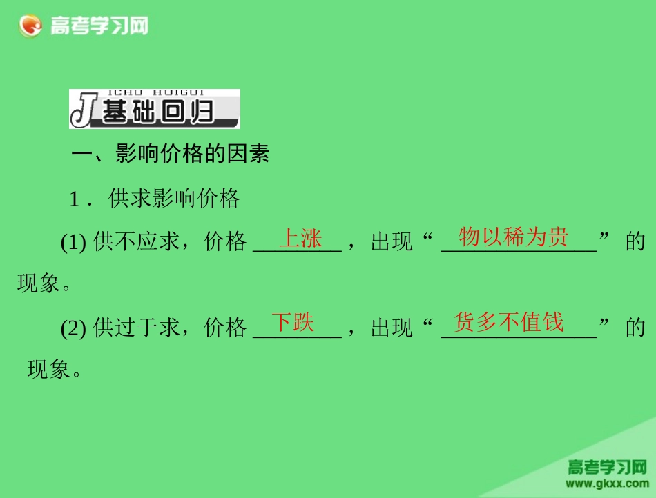 2015届高考政治一轮复习精品课件：必修1第1单元第2课《多变的价格》_第3页