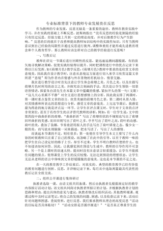 专业标准背景下的教师专业发展贵在反思