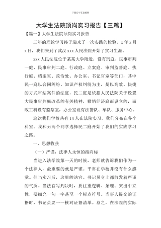 大学生法院顶岗实习报告