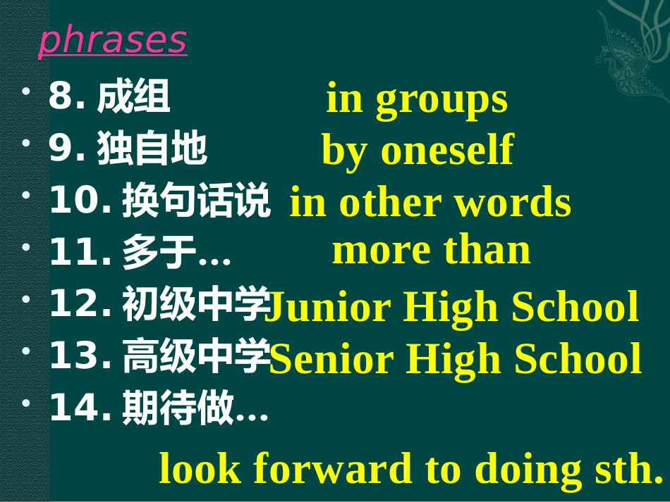 必修1模块1词组复习_第3页