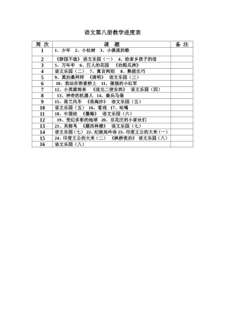 四下语文进度表