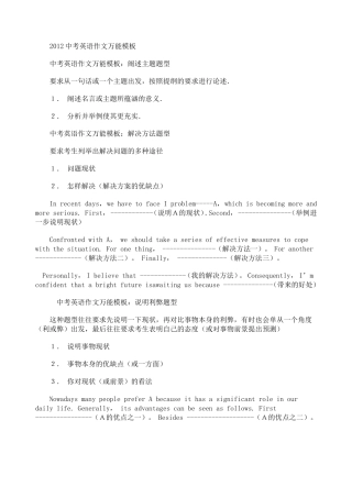 2013中考英语作文万能模板