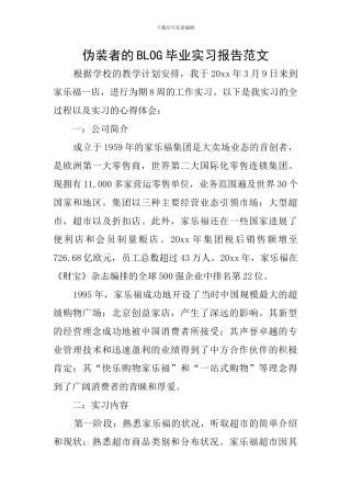 伪装者的BLOG毕业实习报告范文