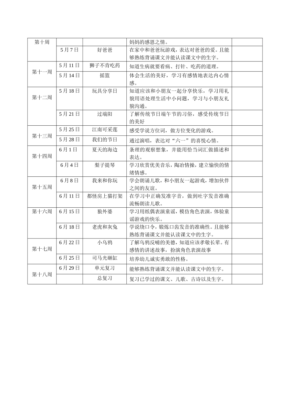中班阅读进度表第二学期_第2页