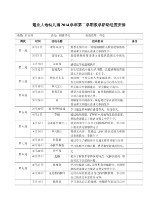 中班阅读进度表第二学期