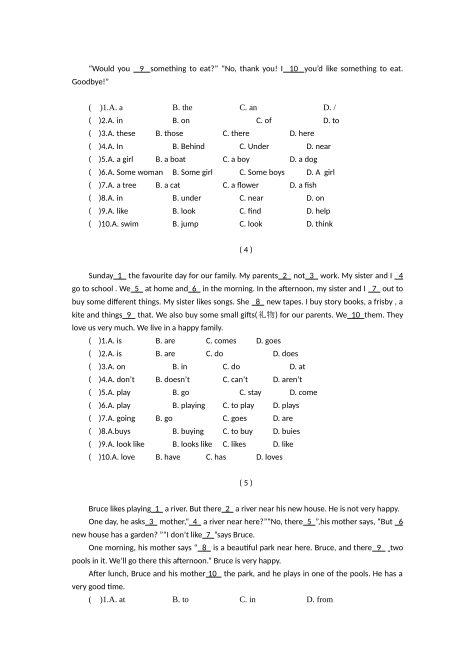 七上期末复习完型专项练习_第2页