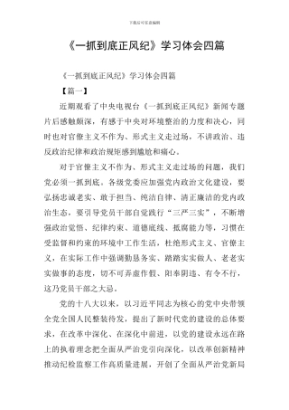《一抓到底正风纪》学习体会四篇
