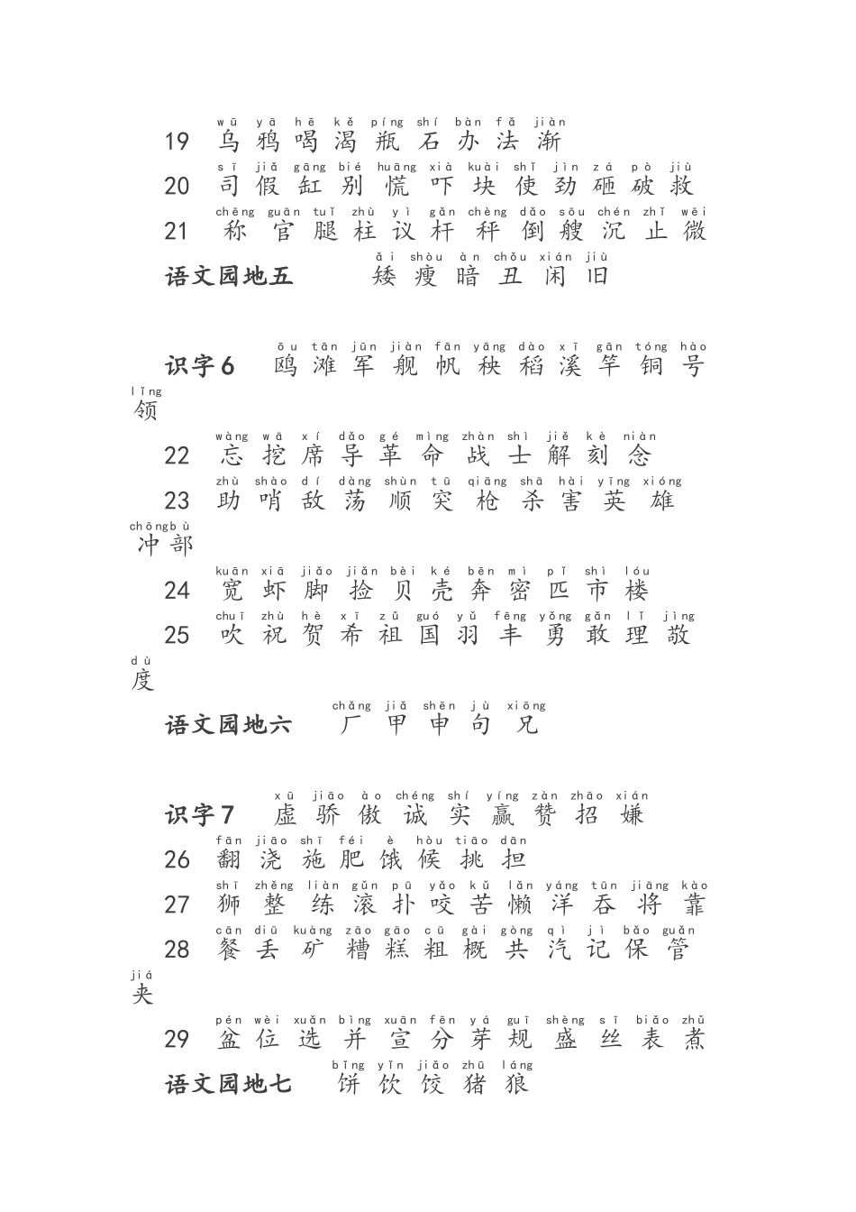 人教版小学一年级语文下册生字表_第3页