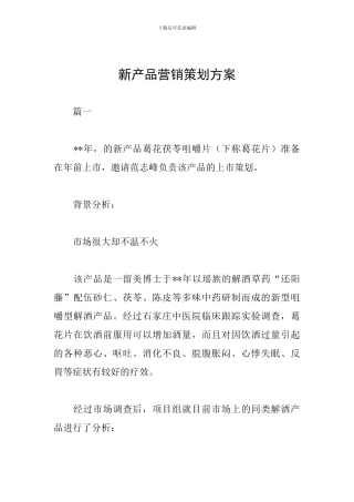 新产品营销策划方案