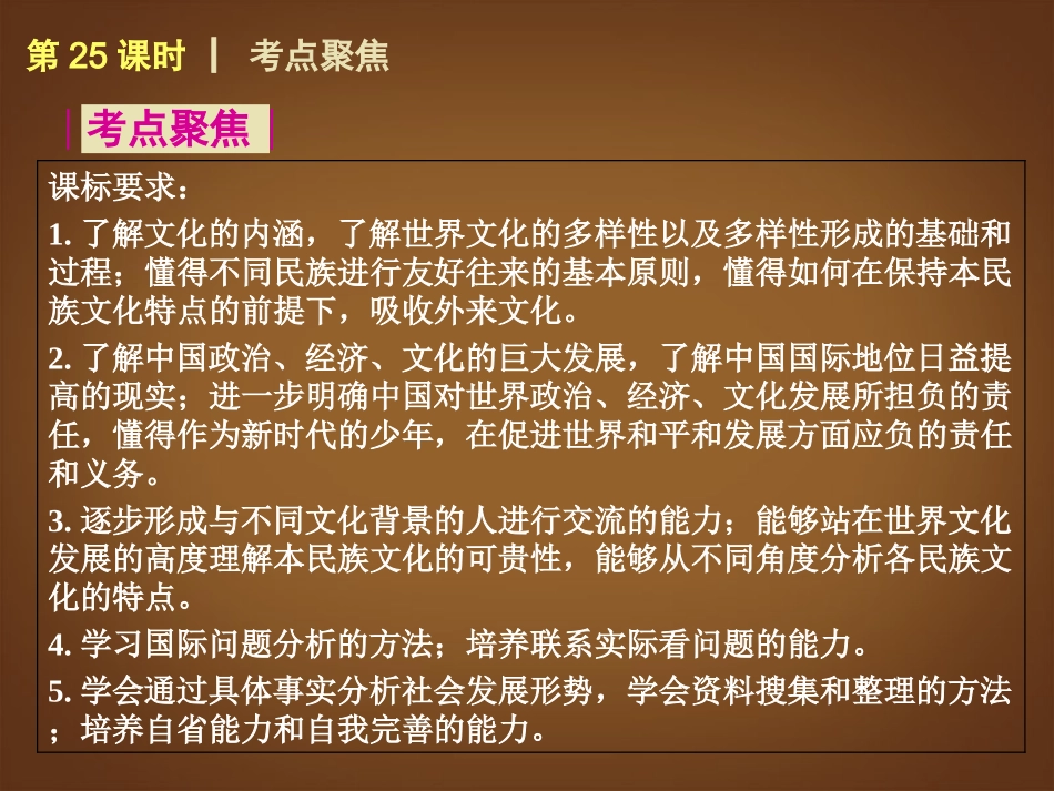 （回归课本）2014届中考政治第一轮概括《九年级全一册天涯若比邻世界舞台上的中国》（书本考点聚焦+典例拓展提升）课件教科版_第2页