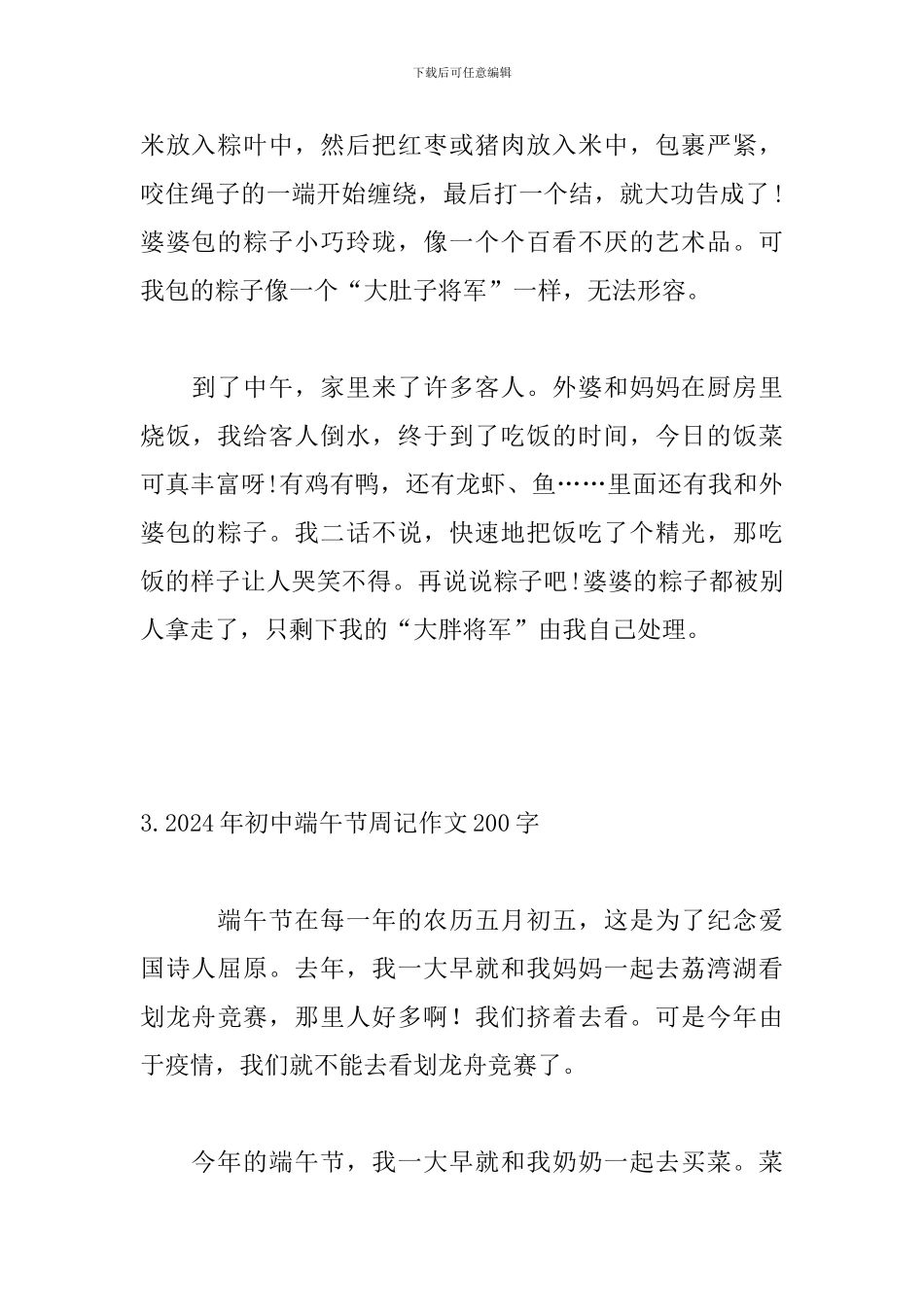 2024年初中端午节周记作文200字_第3页