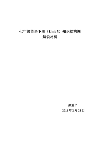 七年级下册Unit5知识树
