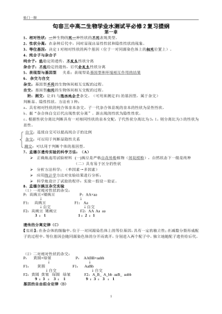 小高考必修2复习提纲