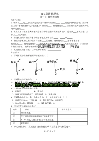 九年级化学溶解现象单元测试题及答