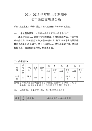 2014-2015上七语质量分析
