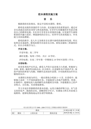 校本课程实施方案MicrosoftWord文档