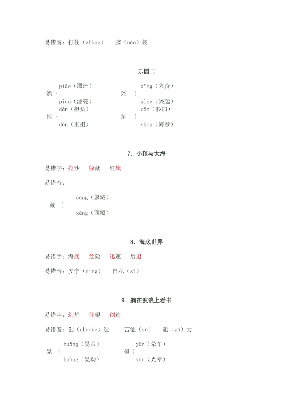 三年级下册易错字、易错音汇总_第2页