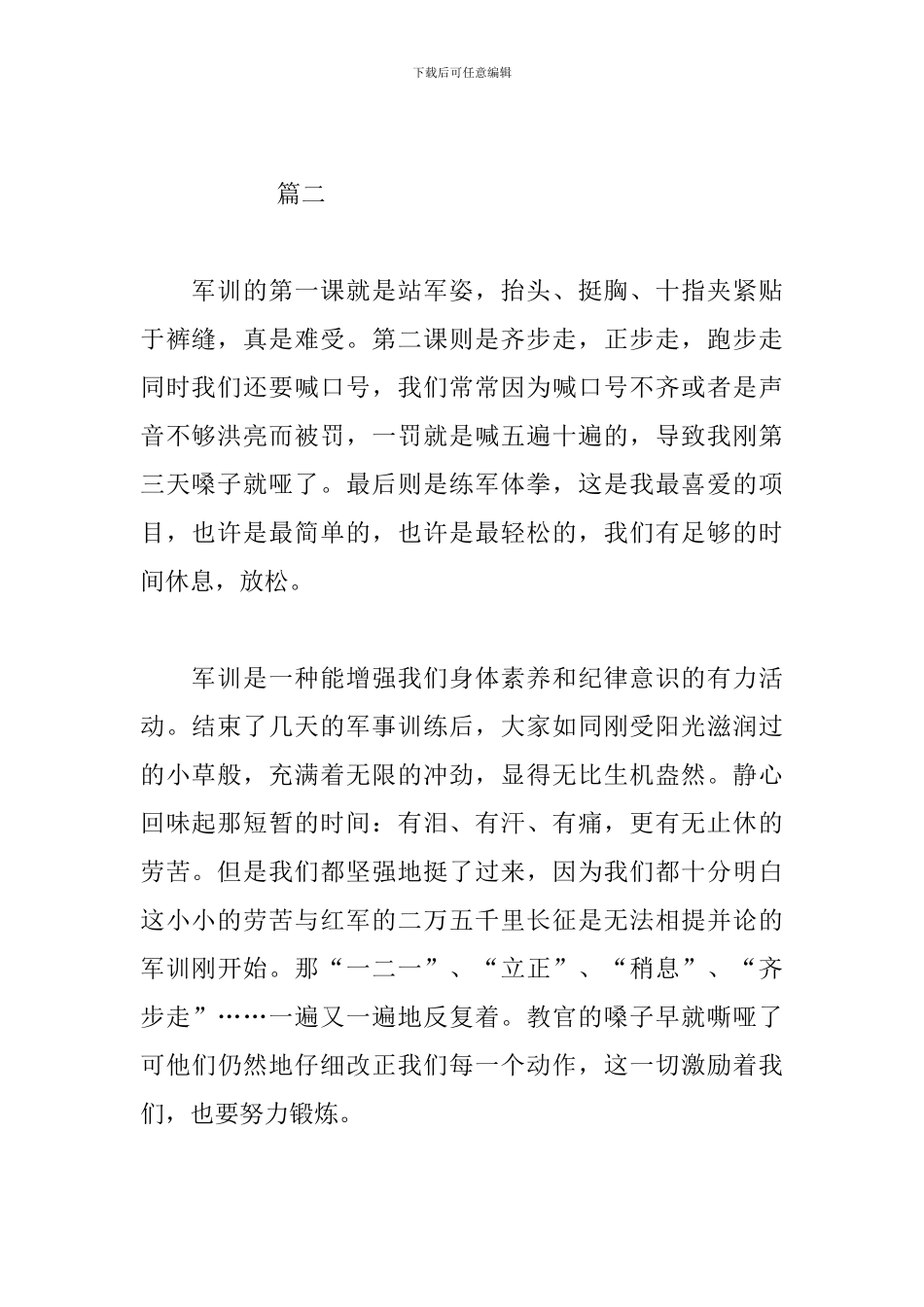 高一军训感言200字范例合辑_第2页