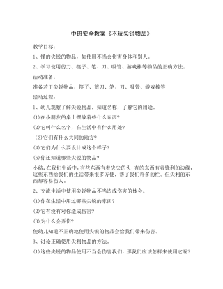 安全教案《不玩尖锐物品》