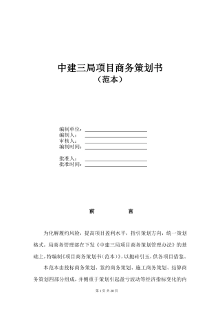 中建三局项目商务策划书