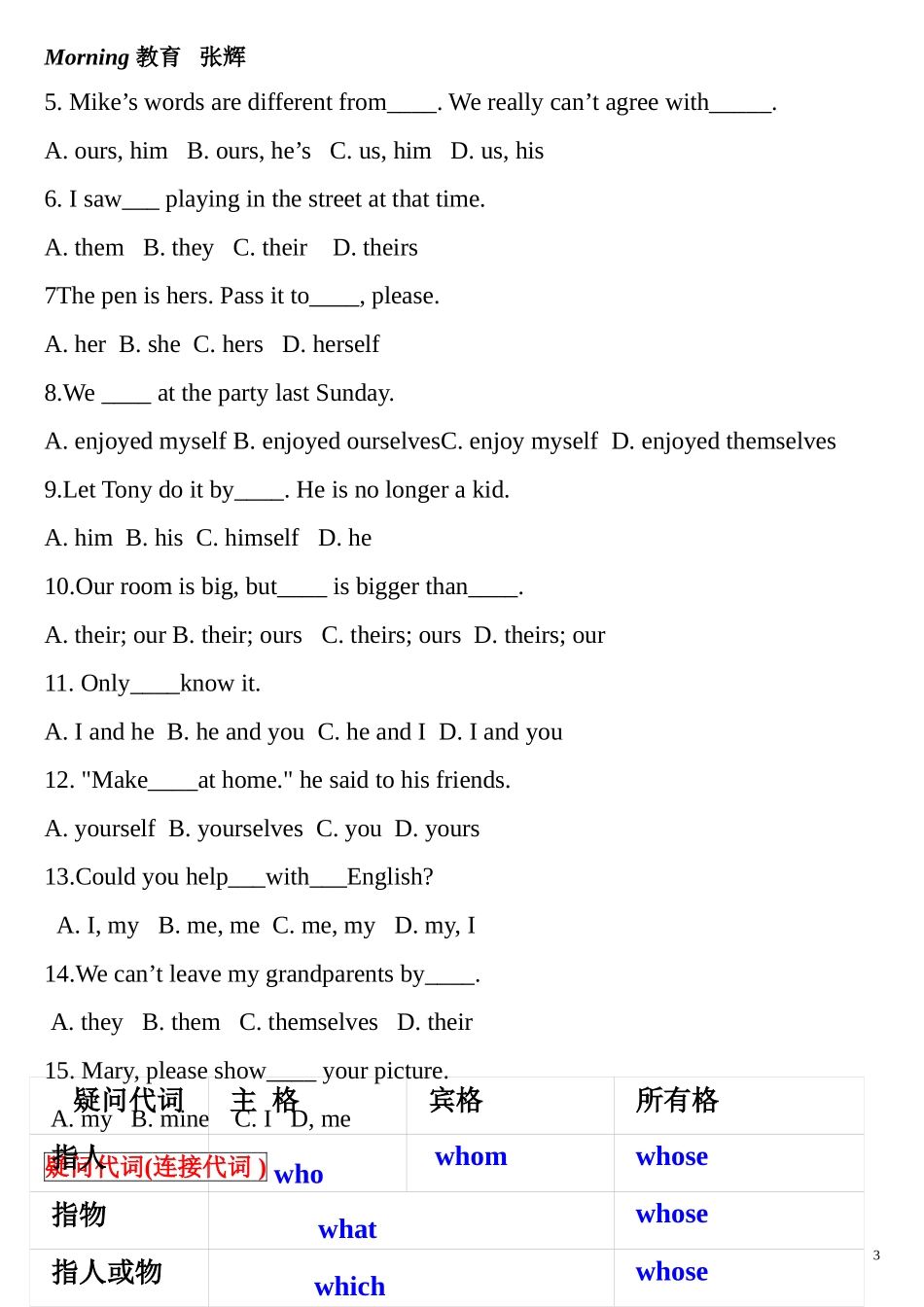 中考代词专项突破_第3页