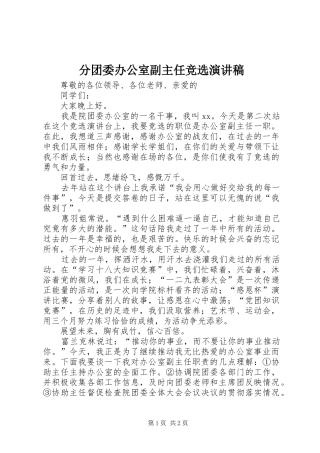 分团委办公室副主任竞选演讲致辞