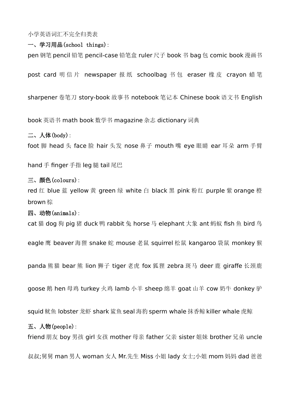 小学单词汇总_第1页