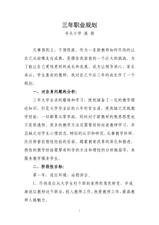 新教师职业生涯三年规划