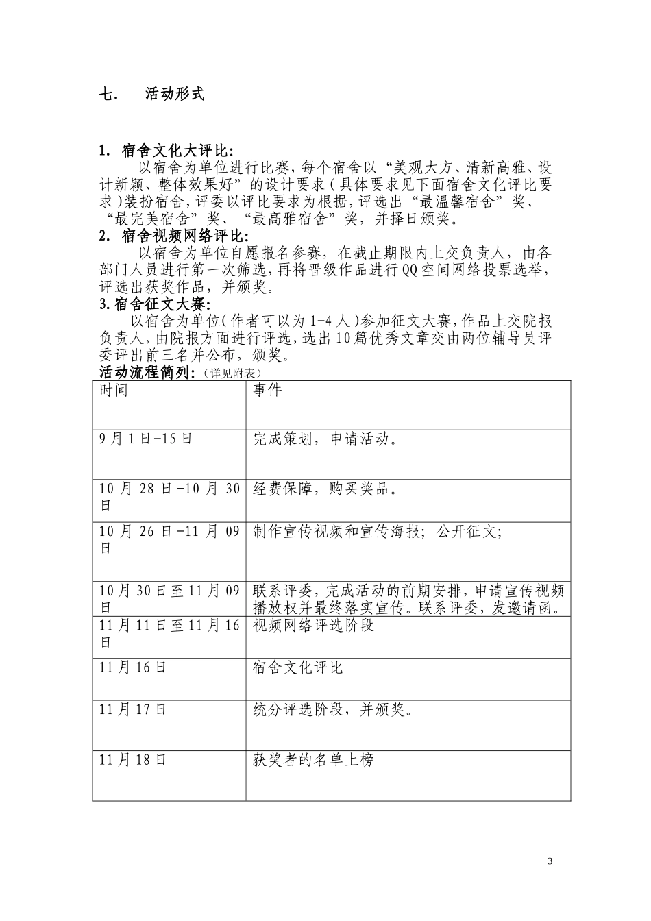 宿舍文化节策划书最新版_第3页