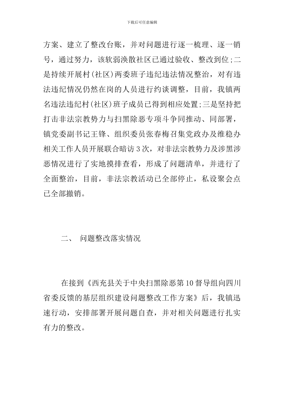 乡镇2024年扫黑除恶专项治理和整改落实情况工作报告_第3页