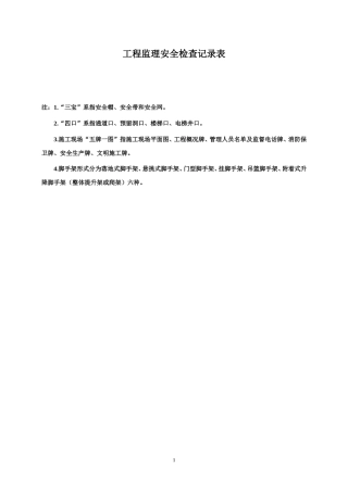 工程监理安全检查记录表