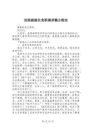 法院副庭长竞职演讲稿范文公检法