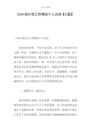 2024统计员工作情况个人总结